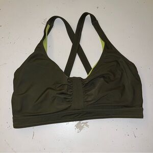 Prana double layer underwire bikini top olive green side 38D/L